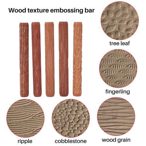 5 Pcs Pottery Tools Wood Hand Rollers,for Clay Stamp Pattern/Roller Pattern,Ceramic Tools,Arcilla Polimerica Dab Tool 1