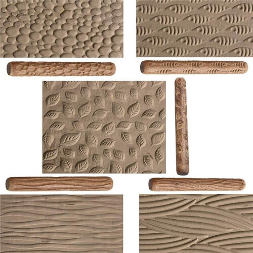 10 Pcs Pottery Tools Wood Hand Rollers,for Clay Stamp Pattern/Roller Pattern,Ceramic Tools,Arcilla Polimerica Dab Tool 1
