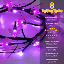 Halloween Lights Bat Pumpkin Led String Light Willow Vine Light Bendable Tree Lamp Halloween Party Home Decor