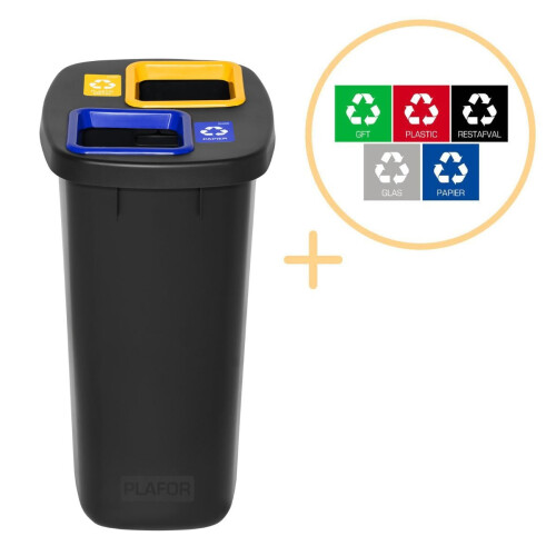 Recycling Bin with Dual Compartments, 90L Capacity