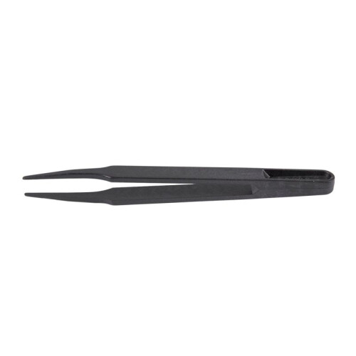 Industries Round Tip Straight Plastic Anti-Static Tweezers Black 30Pcs 2