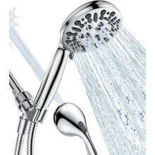 Dusche mit Handbrause, hohe Handbrause mit 9 Einstellungen, abnehmbares Duschset mit Edelstahlschlauch und Duschhalterung ()