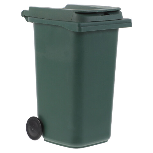 Cestino da scrivania compatto in plastica con coperchio, ideale per ufficio e casa.