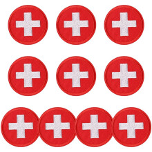 10 runde, gestickte Rotkreuz-Aufnäher, taktische Militärapplikationen für Kleidung, Rucksäcke, Mäntel und Hüte zur Dekoration