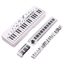 Set di astuccio con note musicali, scatola per matite con gomma, righello e articoli di cancelleria, set regalo.