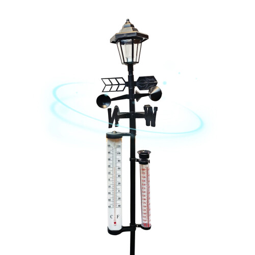 Solar-Wetterstation mit Regenmesser und Thermometer