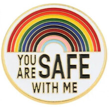 Regenboog Pride Broche, "You Are Safe with Me" LGBT reversspeld voor rugzakken en jassen