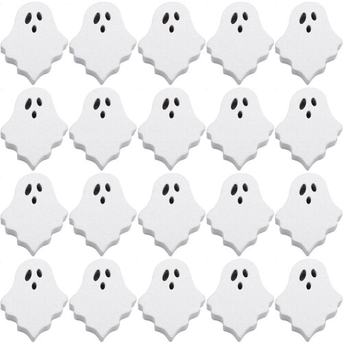 20 τεμάχια ξύλινες χάντρες με θέμα το Halloween, μεγάλες τρύπες, ξύλινες χάντρες