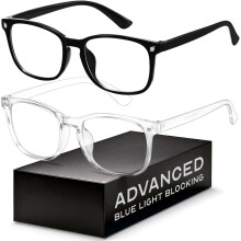 Lunettes anti-lumière bleue - Lunettes carrées tendance, lunettes de jeu vidéo anti-UV, filtre anti-lumière bleue pour femmes et hommes