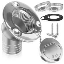 Bocal de abastecimento de combustível para barcos de 38 mm (1,5") em aço inoxidável com tampa sem chave – Compatível com barcos, iates e
