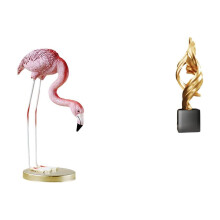 Conjunto de 2 Estátuas de Flamingo em Resina, Escultura de Arte Abstrata, Estatueta Decorativa de Tamanho Grande para Uso em Casa, Jardim e