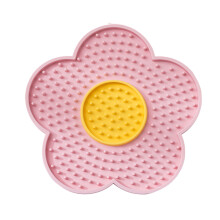 Katte slikkemåtte med sugekopbase blomsterformet langsom fodermåtte til katte små hunde kvælningsforebyggende skål (lyserød - 15 cm)