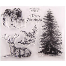 Silikonstempel mit Weihnachtsbaum-Motiv, transparent, ideal zum Basteln, Scrapbooking, Prägen, für Fotoalben, dekorative Papierkarten und als