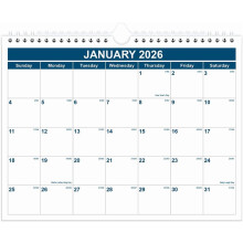 Calendar 2026-2027 - Monthly Wall Calendar from January 2026 - June 2027, Spiral Binding Wall Calendar 2026 for /Office, 8.5" x 11", Blue