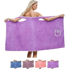 Saia de banho feminina vestível, toalha envolvente brilhante com alças.
