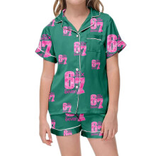 2-teiliges Seidensatin-Outfit-Set für Mädchen im Alter von 2-13 Jahren