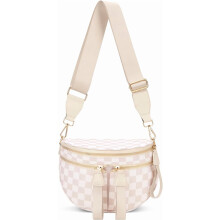 Ľadvinka s kockovaným vzorom - Dámske crossbody kabelky s kockovaným vzorom Ľadvinka s kockovaným vzorom (A01Béžová)