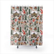 Kerstdouchegordijn met bosmotief, 60x72 inch