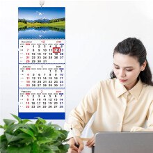 Calendário de parede 2026 dobrável com marcadores móveis, 35 x 86 cm
