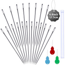 Pacote com 20 agulhas longas para costura, ideais para artesanato, com olhos grandes, tamanho ideal para bonecas de 17,5 cm (6,8 polegadas),