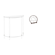 Mesa auxiliar de acrílico y madera de 2 niveles: soporte de exhibición compacto y mesita de noche para espacios pequeños, compatible con la
