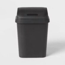 7,8 gallon avfallsbeholder med svingtopp, svart innendørs søppelbøtte med lokk, teksturert plast, høyde