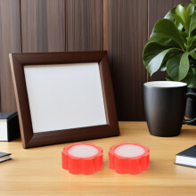 10Pcs Finger Sponge Moistener Red Flower Design for Bank Teller Desk Accessories
