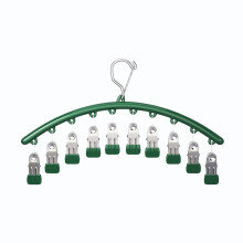 Organisateur de leggings vert pour placard, cintre en métal pour pantalons de yoga avec 10 pinces recouvertes de caoutchouc, gain de place (41,5 x