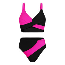 Girls High Waisted Swimsuits 2 Piece Bikini Set Color Block V Neck Teen Girl Twist Front Tummy Control Bathing Suit Kids 7-16 Years Stylish Swimwear
