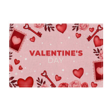 Valentijnsdag placemat 45x30cm, waterdicht en hittebestendig, antislip, gemakkelijk schoon te maken, romantische decoratie voor een diner bij