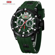 Montre homme sport et mode (chronographe/étanche/lumineuse/calendrier) Bracelet en silicone, mouvement à quartz