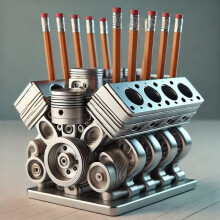 V8Engine Organizer na biurko na długopisy, blok, prezent dla mechanika samochodowego, entuzjasty motoryzacji, metalowy, unikatowy, dekoracyjny