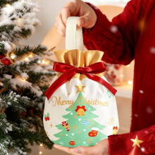 Sacs cadeaux de Noël réutilisables en non-tissé blanc avec cordon de serrage – Compatibles avec les cadeaux de poupées