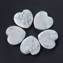 Pierres de guérison en howlite naturelle, pierres en forme de cœur, pierres de poche pour l'équilibrage Reiki, 30 x 30 mm