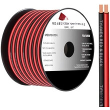 Câble de connexion rouge/noir 12 AWG de 15 m (50 pi), 12 V/24 V CC, flexible à 2 conducteurs pour automobiles et écoles – Compatible avec les