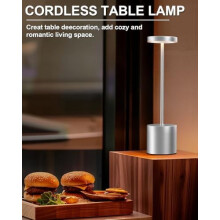 Conjunto de 2 luminárias de mesa sem fio, recarregáveis com bateria de 5000mAh, para uso externo (prateadas)