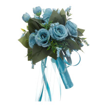 Bouquet de mariée artificiel en roses blanches champagne avec ruban de soie et bouquets de demoiselles d'honneur pour la cérémonie de mariage