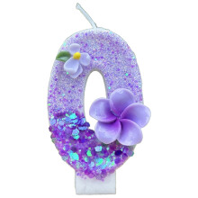 Sunxin Digital Birthday Number Candle – Purple Flower, Glittering Paraffin Candle for Girls & Boys, Compatible with Standard Cake Sizes