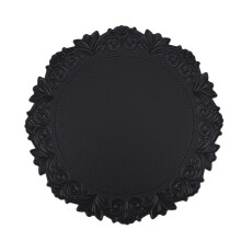 15 x 15 inch, Set of 6, Round PVC Insulated Placemats for Christmas decorative placemat, Ideal for Western Meals, European & American Style- Black