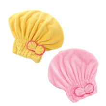 Microfiber Hair Turban for Women Super Absorbent Quick Dry Hair Wrap Bath Shower Cap Soft Elastic Band Bow Design Pink