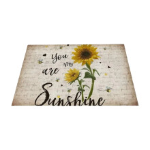 Set placemats met zonnebloemmotief – Katoen-linnen met buffelruitpatroon, hittebestendig en machinewasbaar, 45x32 cm, geschikt voor standaard