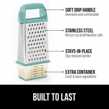 4-Sided BPA-Free Cheese Grater with Container, Stainless Steel, Slip-Resistant Handle, Dishwasher Safe – Compatible with Parmesan & Veggies