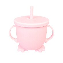 Double Ear Antidrop Silicone Straw Cup, Leak-Proof, Food Grade, with Lid & Straw – Compatible with Travel, Picnics, Daily Use – Pink