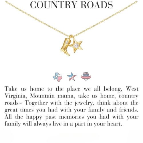 Κολιέ Texas Boots & Star με επιχρυσωμένο 18Κ χρυσό, 16+2 ίντσες