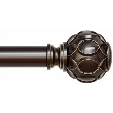 Long Bronze Curtain Rod 66-120", 1" Heavy Duty Decorative Drapery Pole, Vintage Rustic Antique Brown with Netted Texture Finials