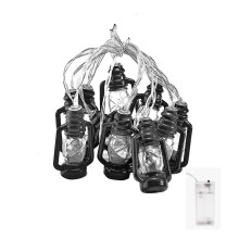 Battery Operated Vintage Lantern LED String Lights, 4.92Ft Waterproof Warm White Fairy Lights for Bedroom, Courtyard, Christmas, Party, Wedding Decor