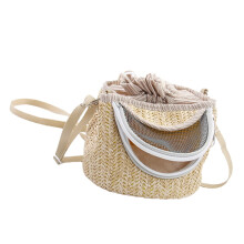 1-Pack Hamster Carry Bag with Straw Woven Design, Lightweight and Fashionable Pet Travel Tote in Light Coffee