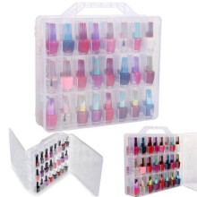 2X 48 Zellen 2-Lagiger Nagellack Organizer Portable Clear Nail Supplies Handarbeit Aufbewahrungsbox Verstellbarer Aufbewahrungskoffer