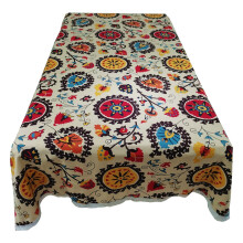 Vintage Rectangular Cotton Linen Lace Sun Flower Tablecloth Washable Table Dinner Cloth Home Decoration Rectangle 55 x 79 Inch