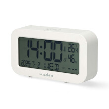 Digitálny stolový budík, LCD, odloženie budenia, časovač, biely